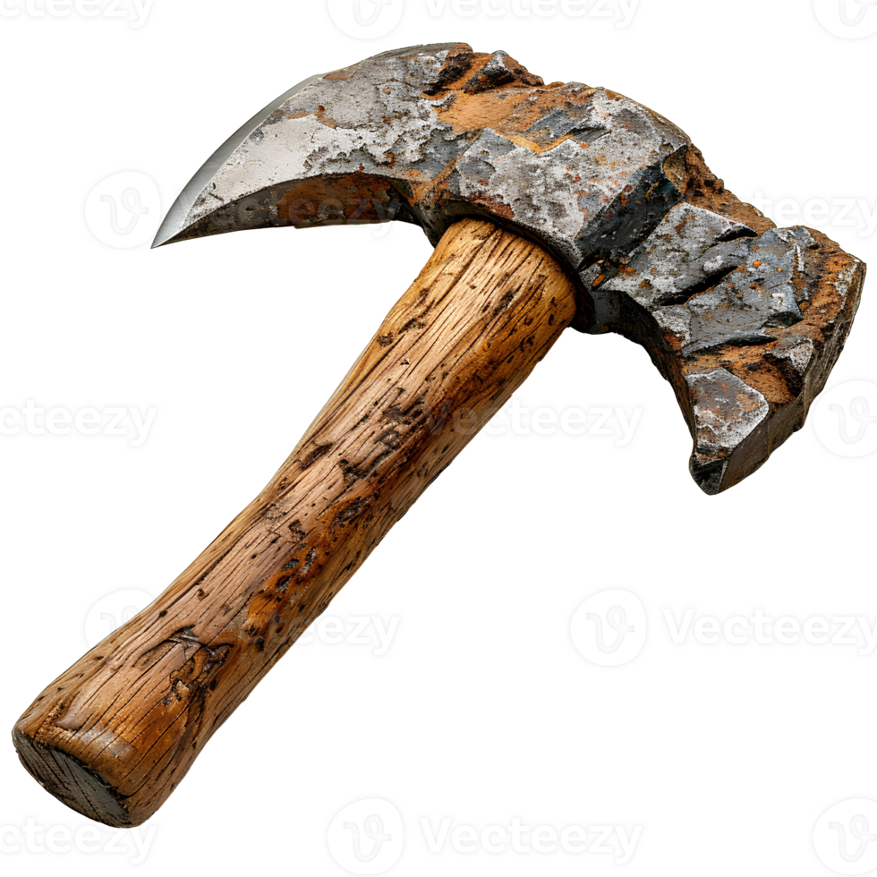 AI generated Old rusty axe PNG. Pick axe top view isolated. Pick axe flat lay PNG. Pick axe for gardening png
