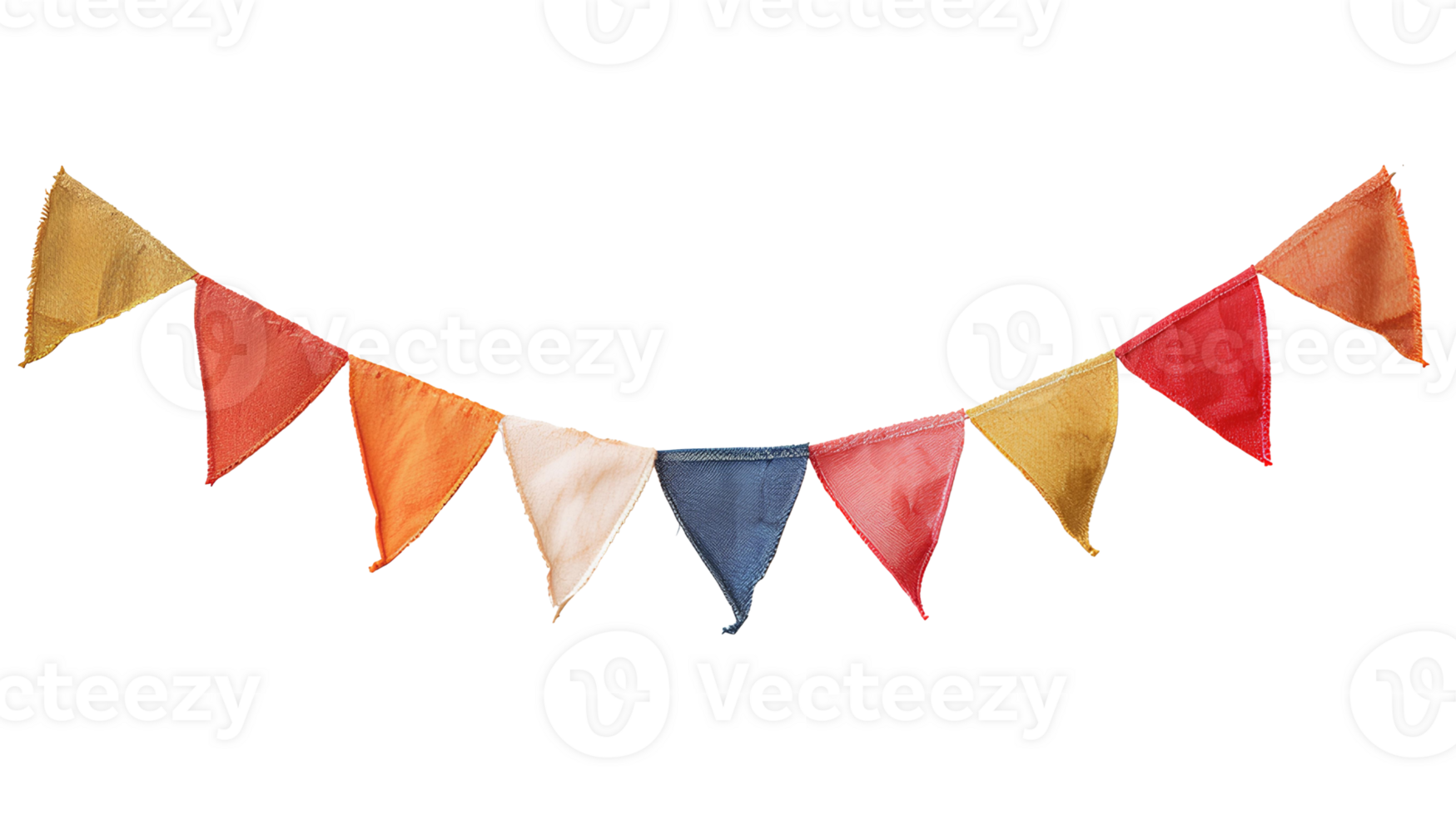 AI generated Party flag garland PNG. Colorful flag garland for birthday parties and other celebrations PNG. Colorful knitted party flags on a string PNG