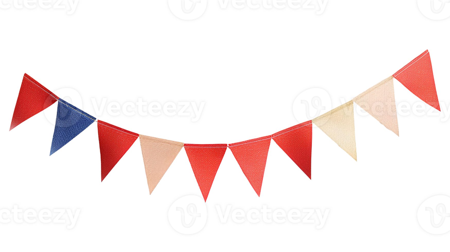 AI generated Party flag garland PNG. Colorful flag garland for birthday parties and other celebrations PNG. Colorful knitted party flags on a string PNG