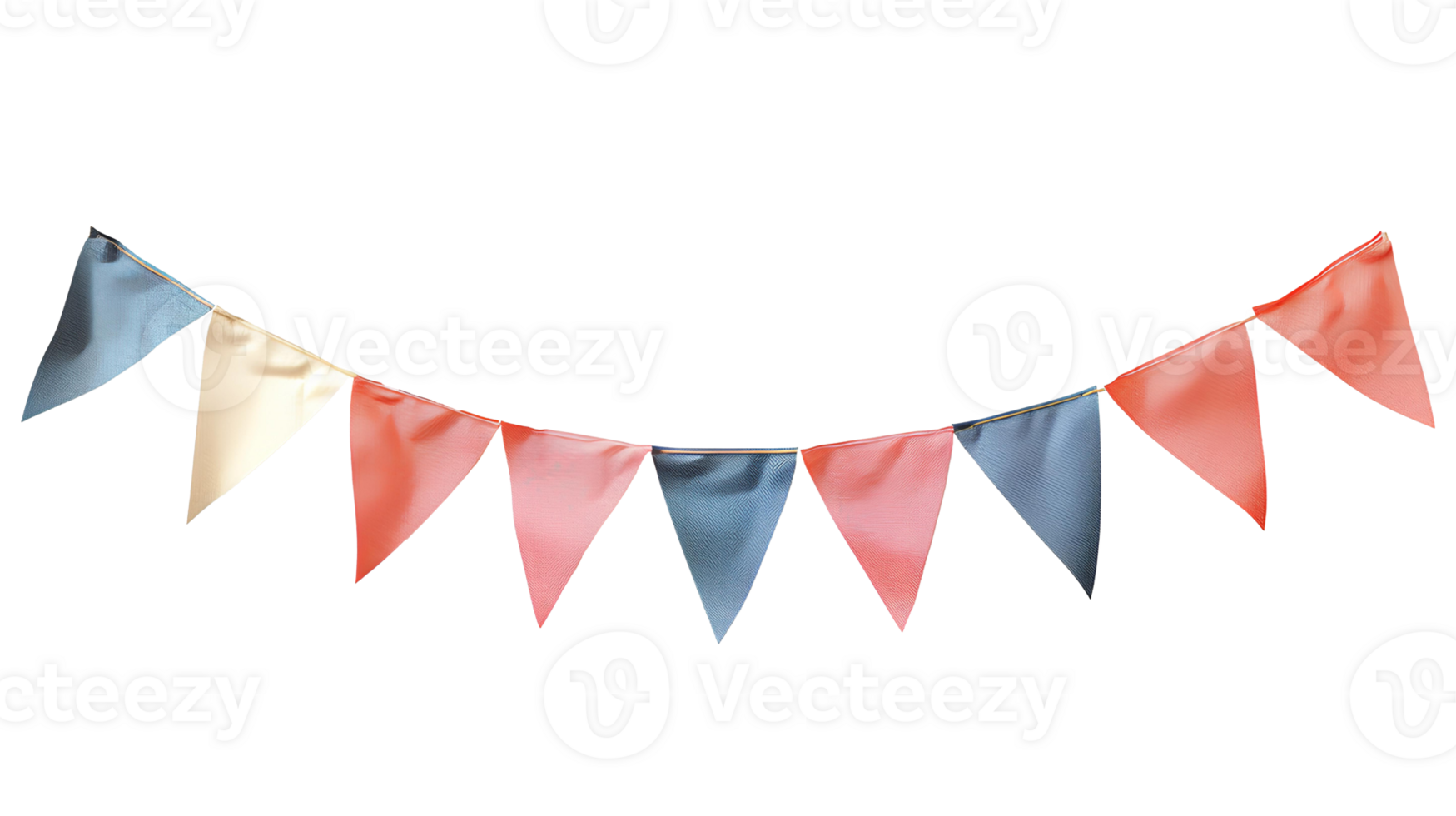 AI generated Party flag garland PNG. Colorful flag garland for birthday parties and other celebrations PNG. Colorful knitted party flags on a string PNG