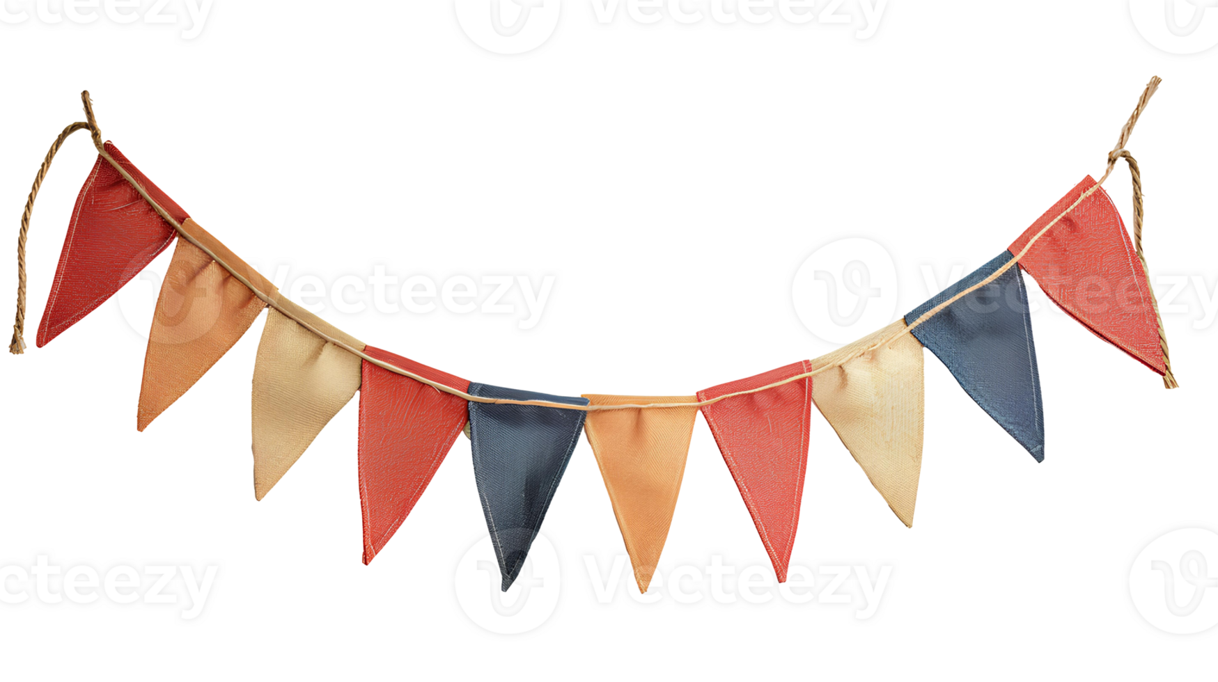 AI generated Party flag garland PNG. Colorful flag garland for birthday parties and other celebrations PNG. Colorful knitted party flags on a string PNG