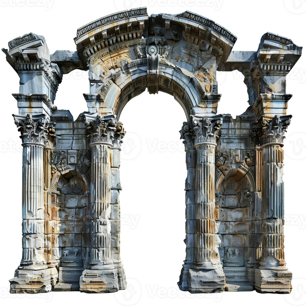 AI generated Ancient Greek arch of triumph PNG. Ancient Greek architecture including he Doric order, the Ionic order, and the Corinthian order PNG