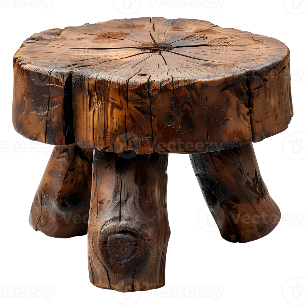 AI generated Wooden stool PNG. Old wooden chair isolated. Rustic vintage stool PNG