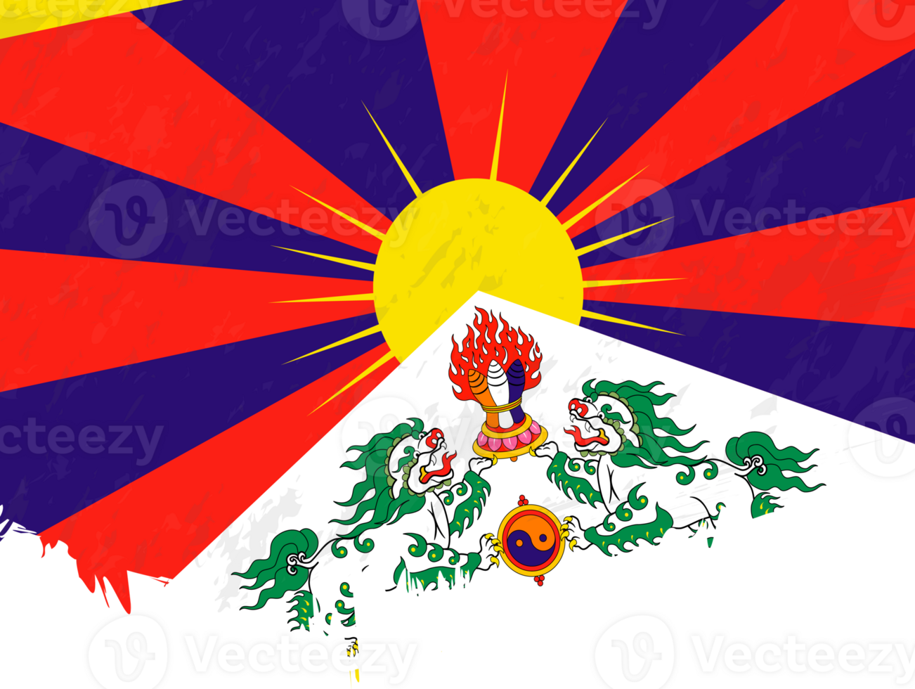 Grunge-style flag of Tibet. png