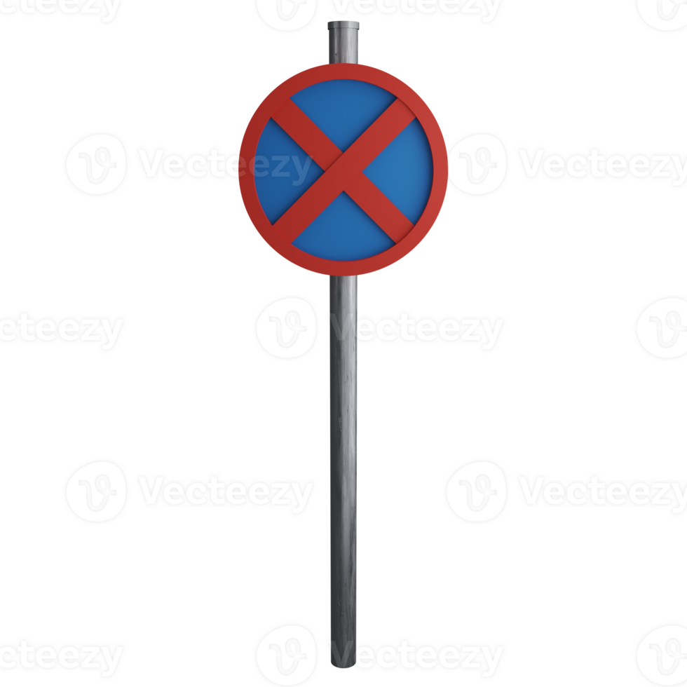 No stopping sign on the road clipart flat design icon isolated on transparent background, 3D render road sign and traffic sign concept png