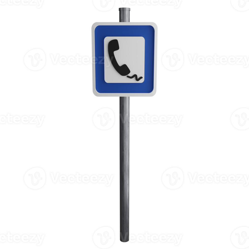 Publique Téléphone signe sur le route clipart plat conception icône isolé sur transparent arrière-plan, 3d rendre route signe et circulation signe concept png