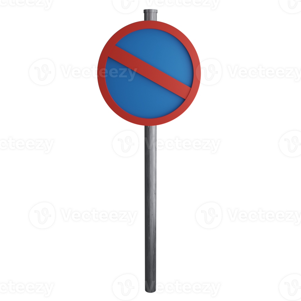 No waiting sign on the road clipart flat design icon isolated on transparent background, 3D render road sign and traffic sign concept png