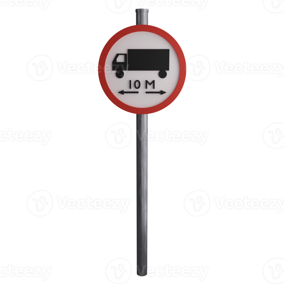 Length limit 10 meters sign on the road clipart flat design icon isolated on transparent background, 3D render road sign and traffic sign concept png