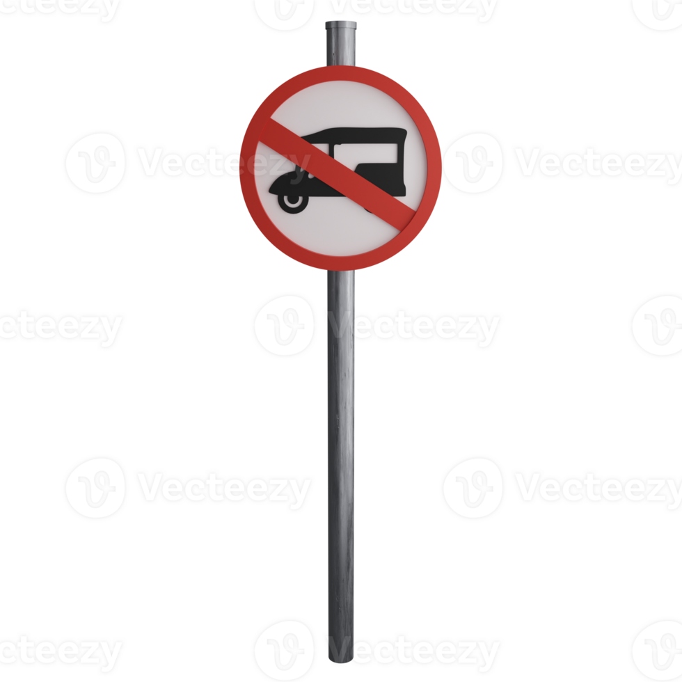 No tuk tuk sign on the road clipart flat design icon isolated on transparent background, 3D render road sign and traffic sign concept png