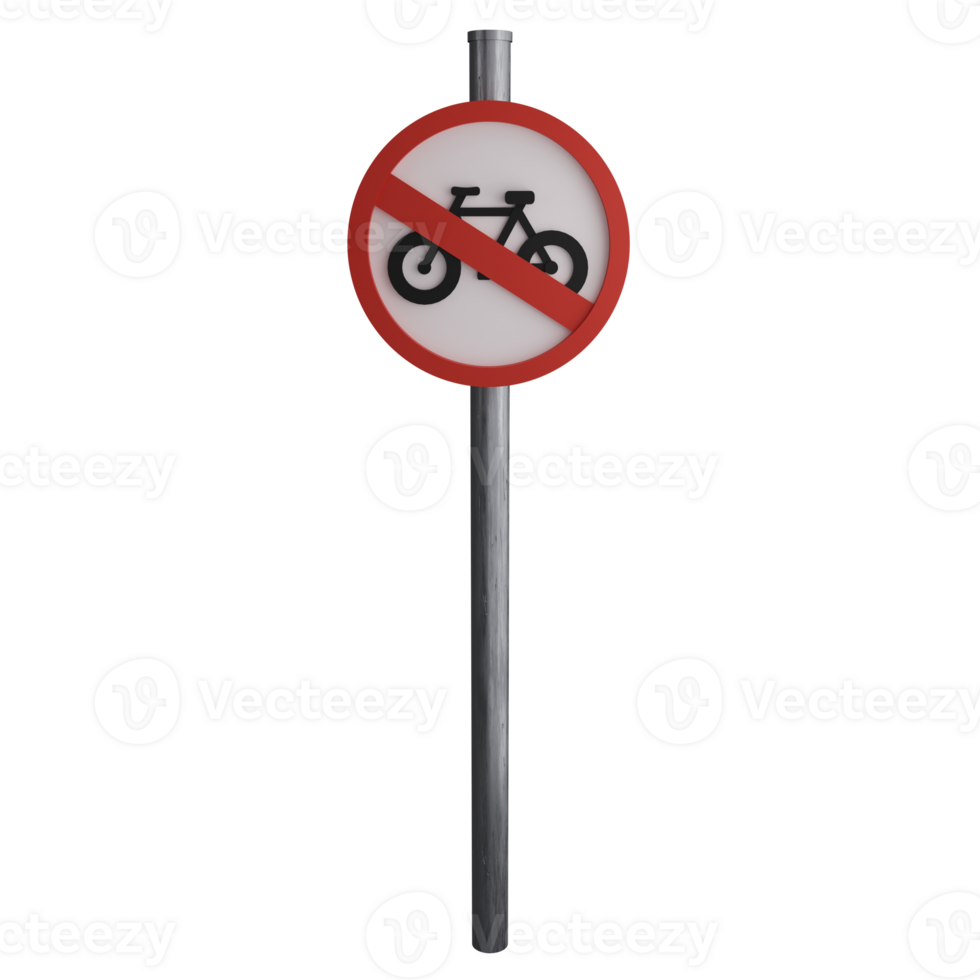 No bicycles sign on the road clipart flat design icon isolated on transparent background, 3D render road sign and traffic sign concept png