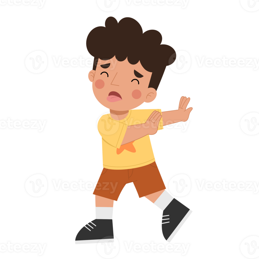 Illustration of a little boy with a refusing gesture png