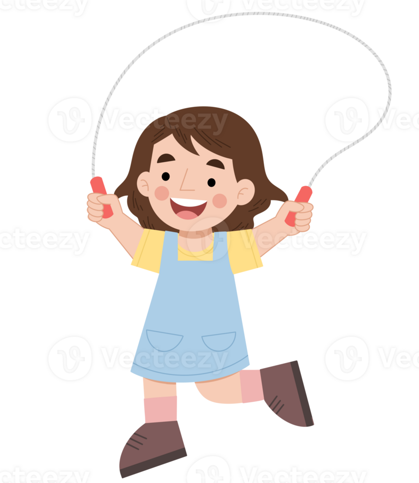 Illustration of a girl playing jump rope png