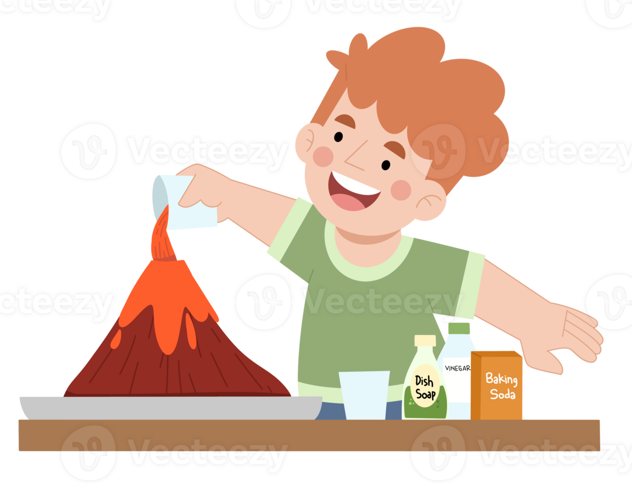 Illustration of little boy science experiment png