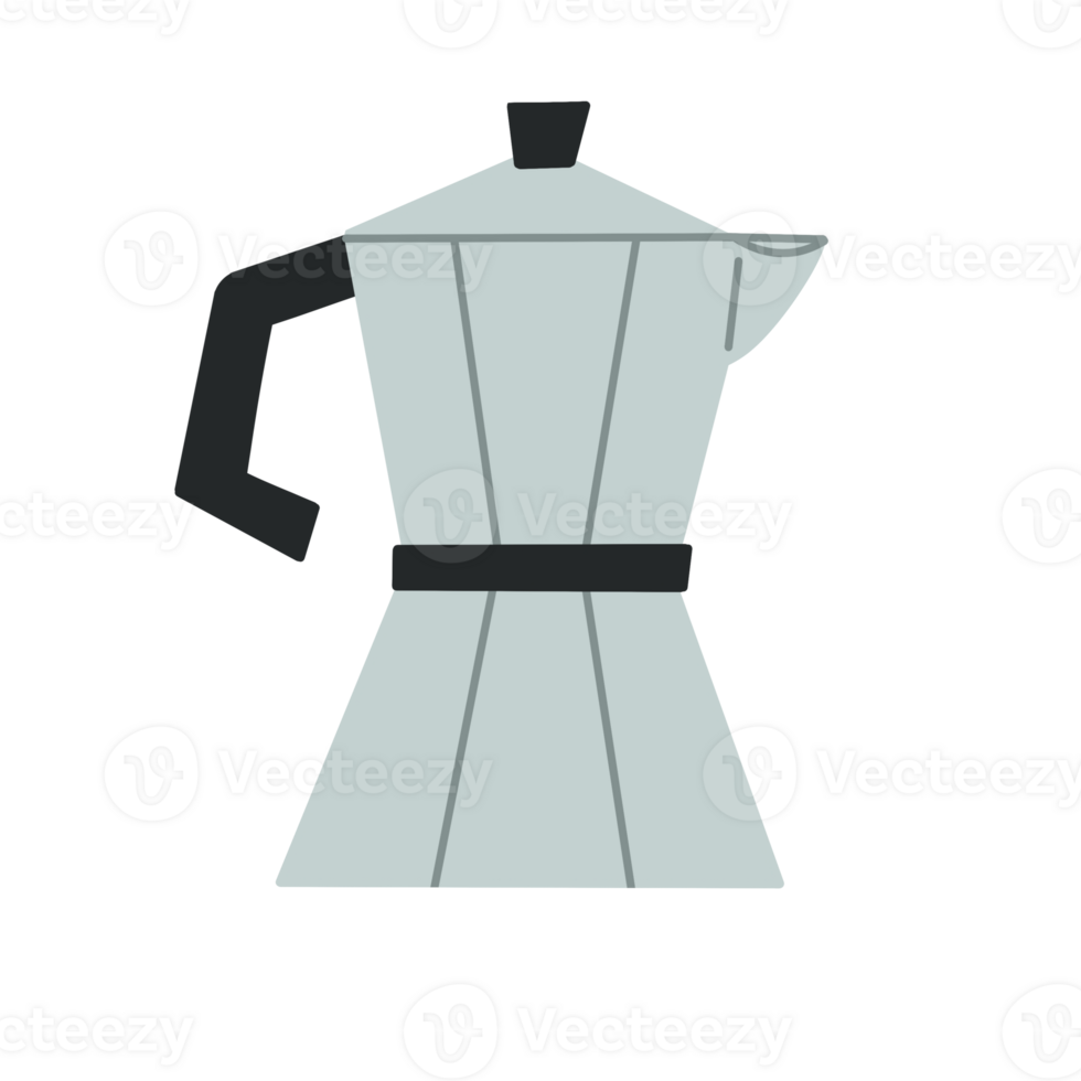 Cute illustration of a moka pot coffee maker png