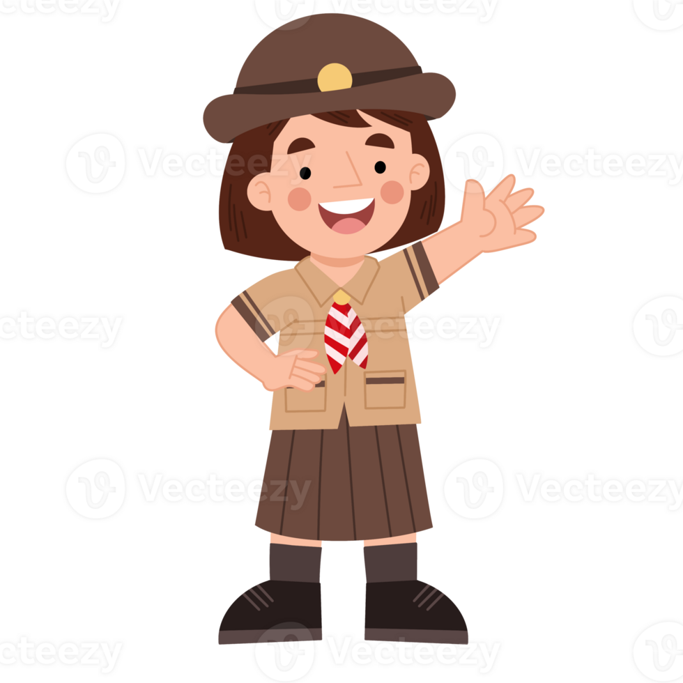 Illustration of Indonesian girl scouts png