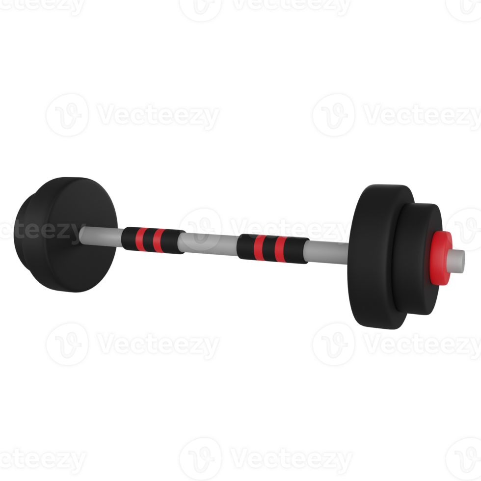 isolated 3d illustration of a red and black medium barbell png