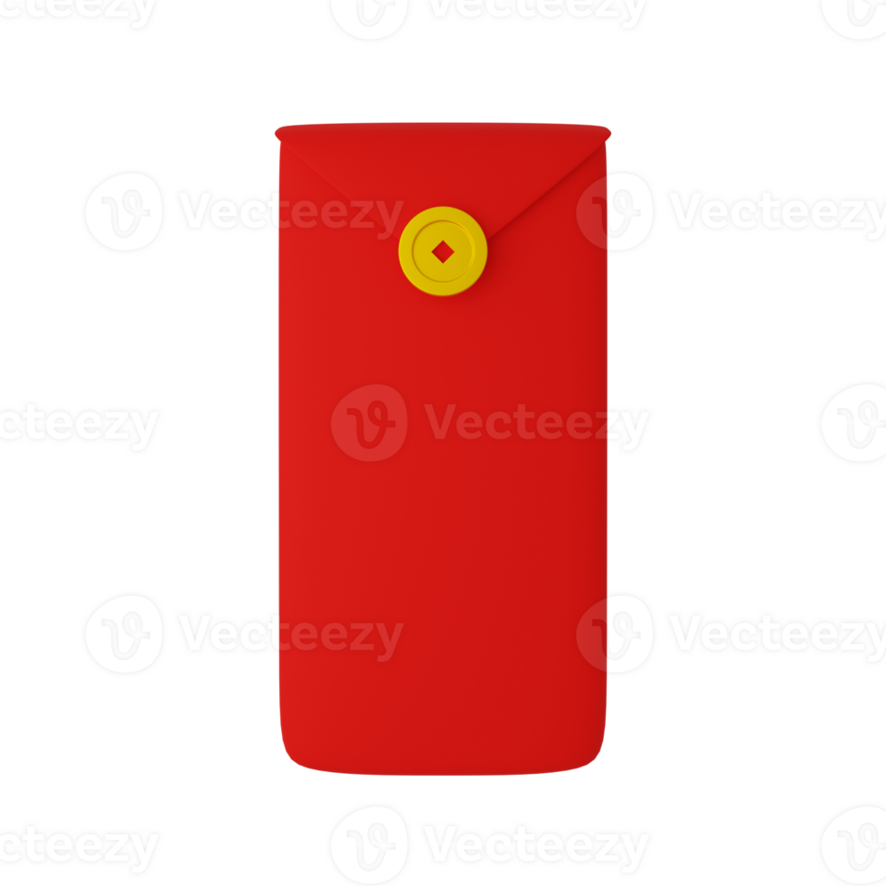 3D illustration of a red envelope with a coin png