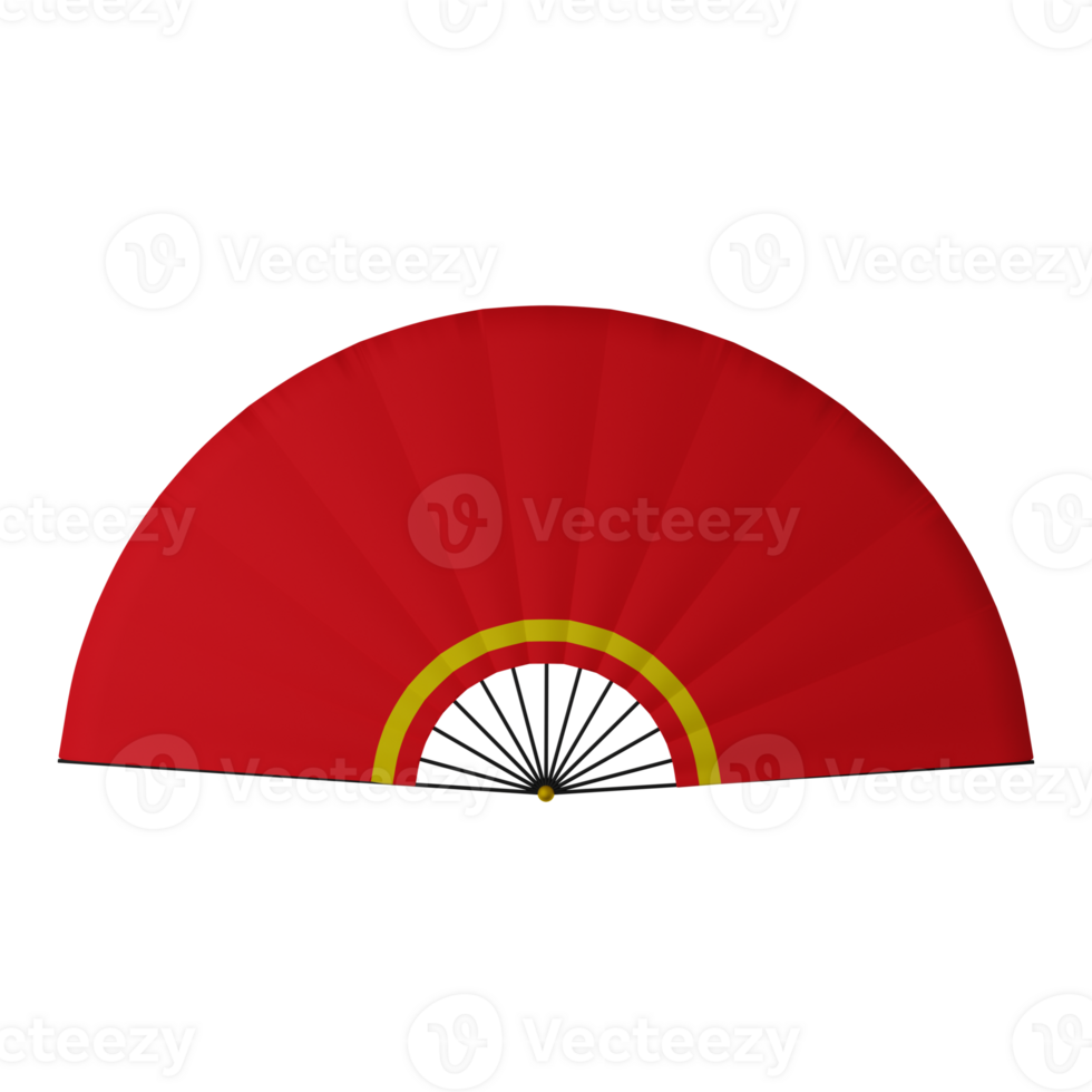 3D Illustration of a red chinese hand fan png