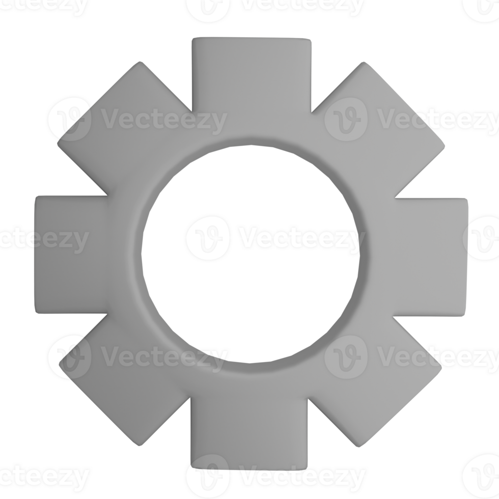 3d illustration of a gear wheel icon png