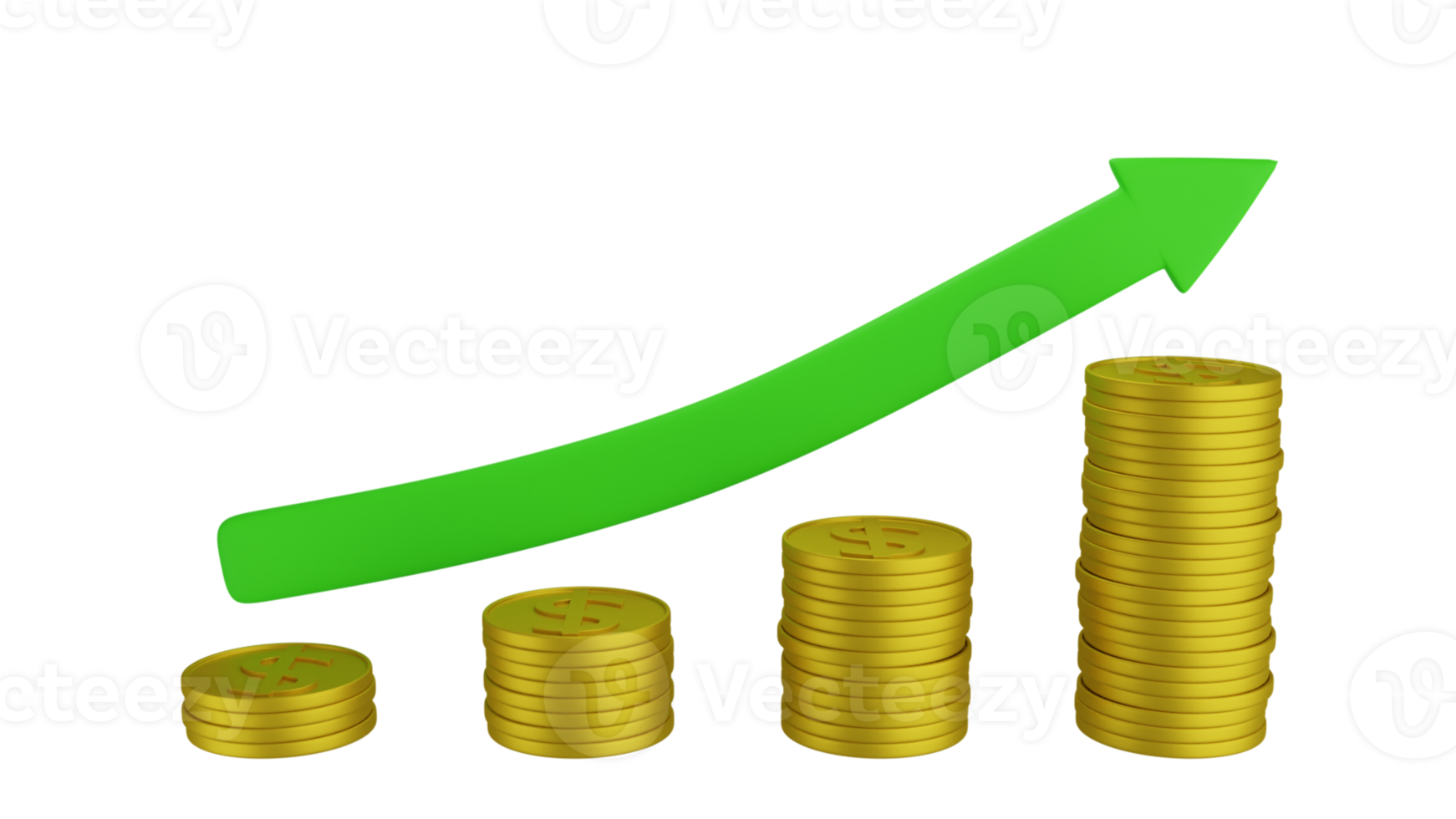 Isolated 3D Illustration Financial Growth With Stack of Coins png