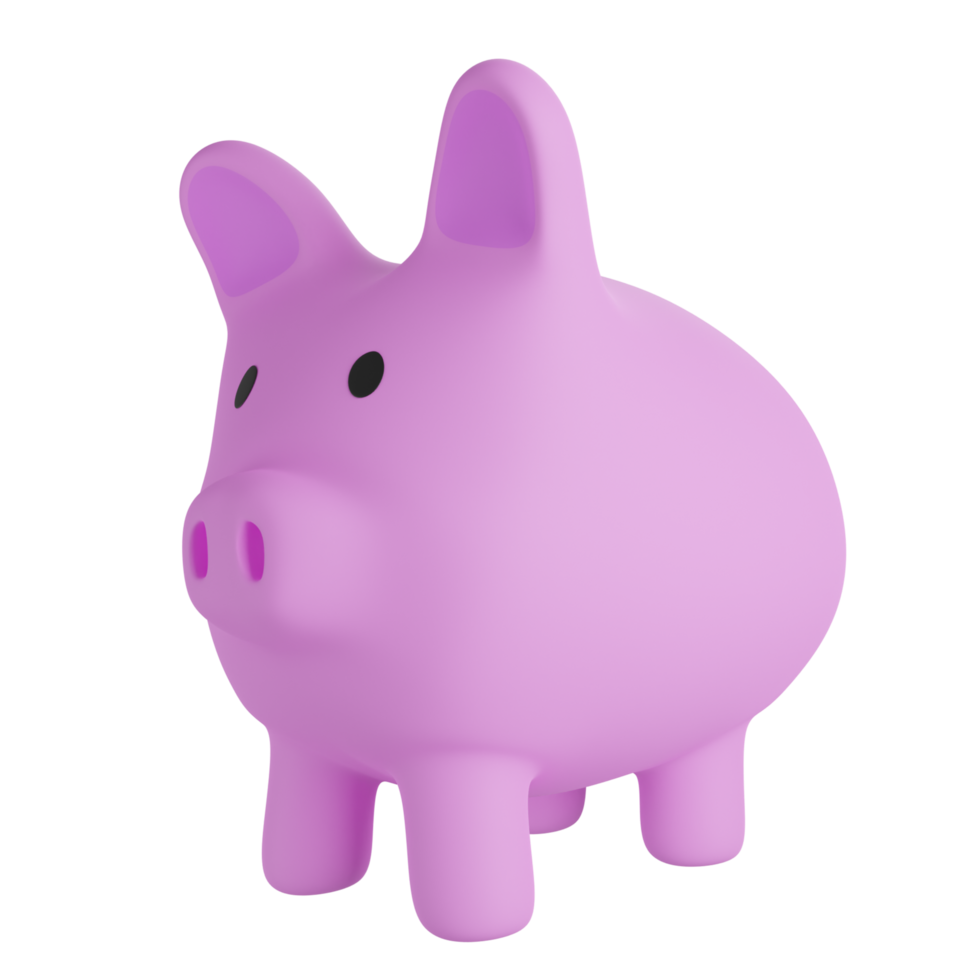 Pink piggy bank stand 3d illustration png