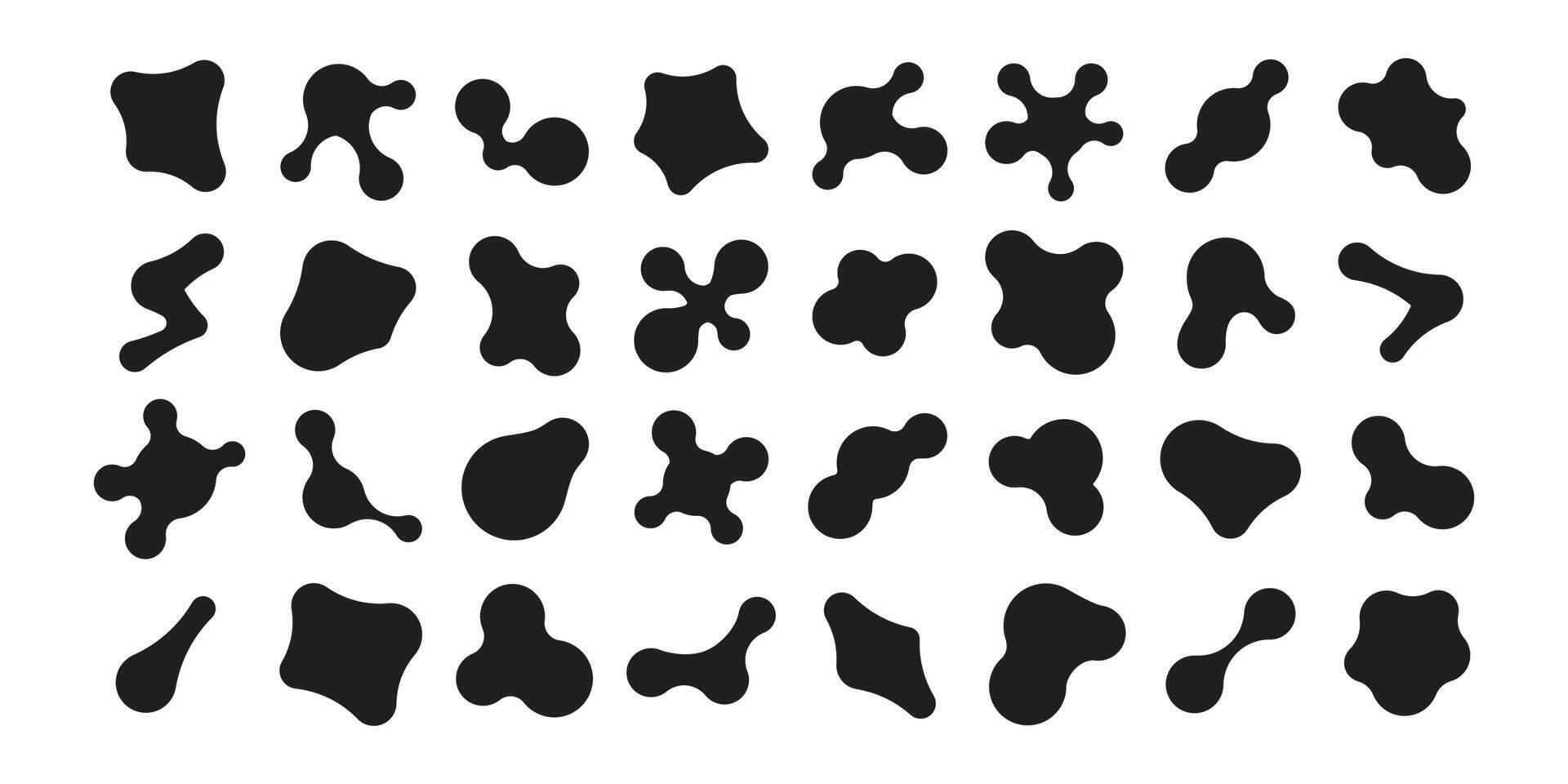 Irregular random blobs. Abstract organic blotch, inkblot and pebble silhouettes. Black illustration vector