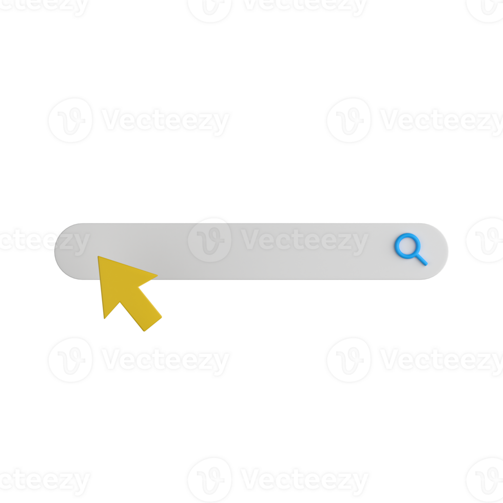 3d illustration of the search bar or search engine optimization SEO with arrow pointer png