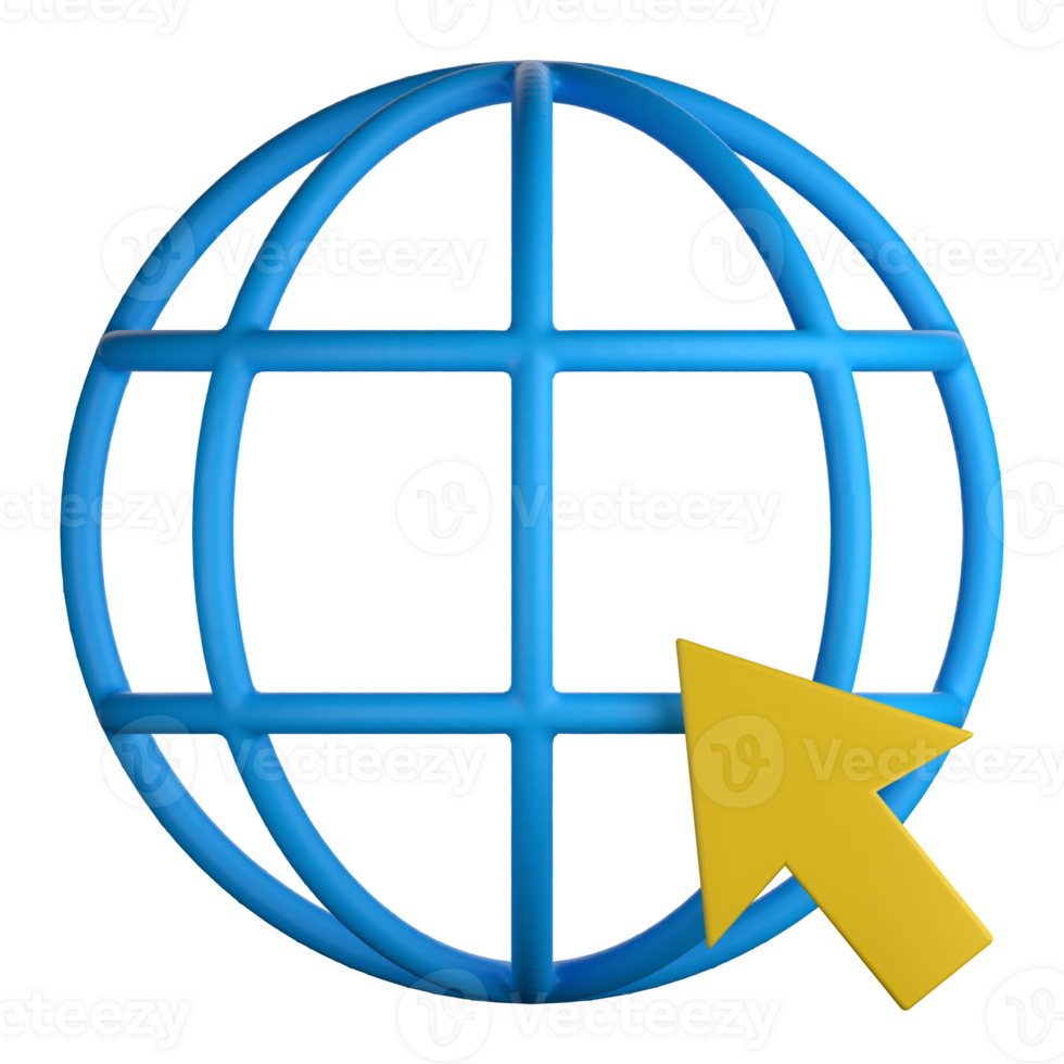 3d illustratie van wereldbol internet icoon met een pijl wijzer png