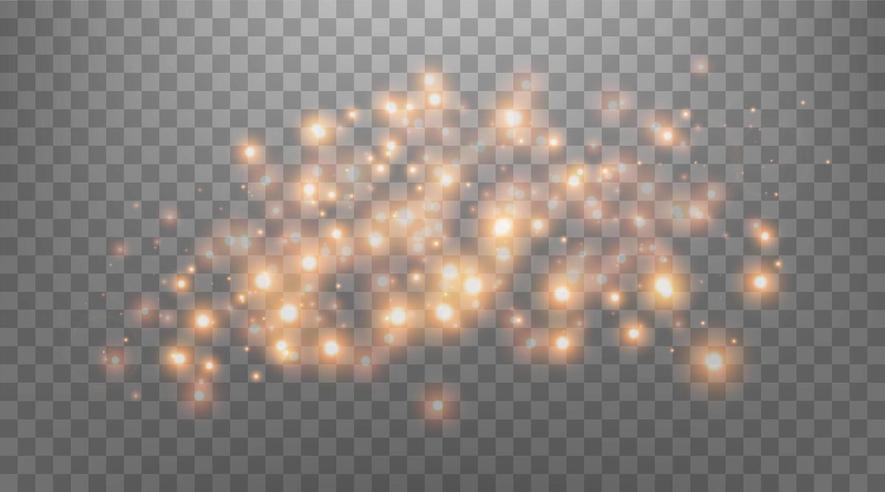 Orange glittering dots, particles, stars magic sparks. Glow flare light effect. Orange luminous points. Vector particles