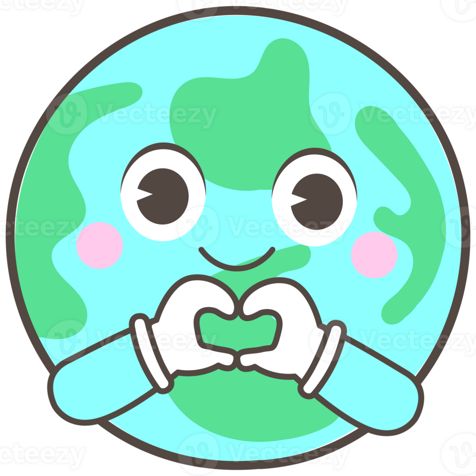 World Earth Day Cute Hand Drawn earth showing love hand sign png