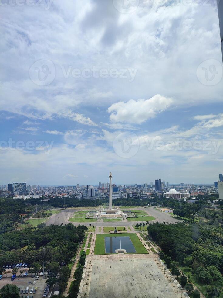 view of buildings and traffic in the Indonesian city of Jakarta photo