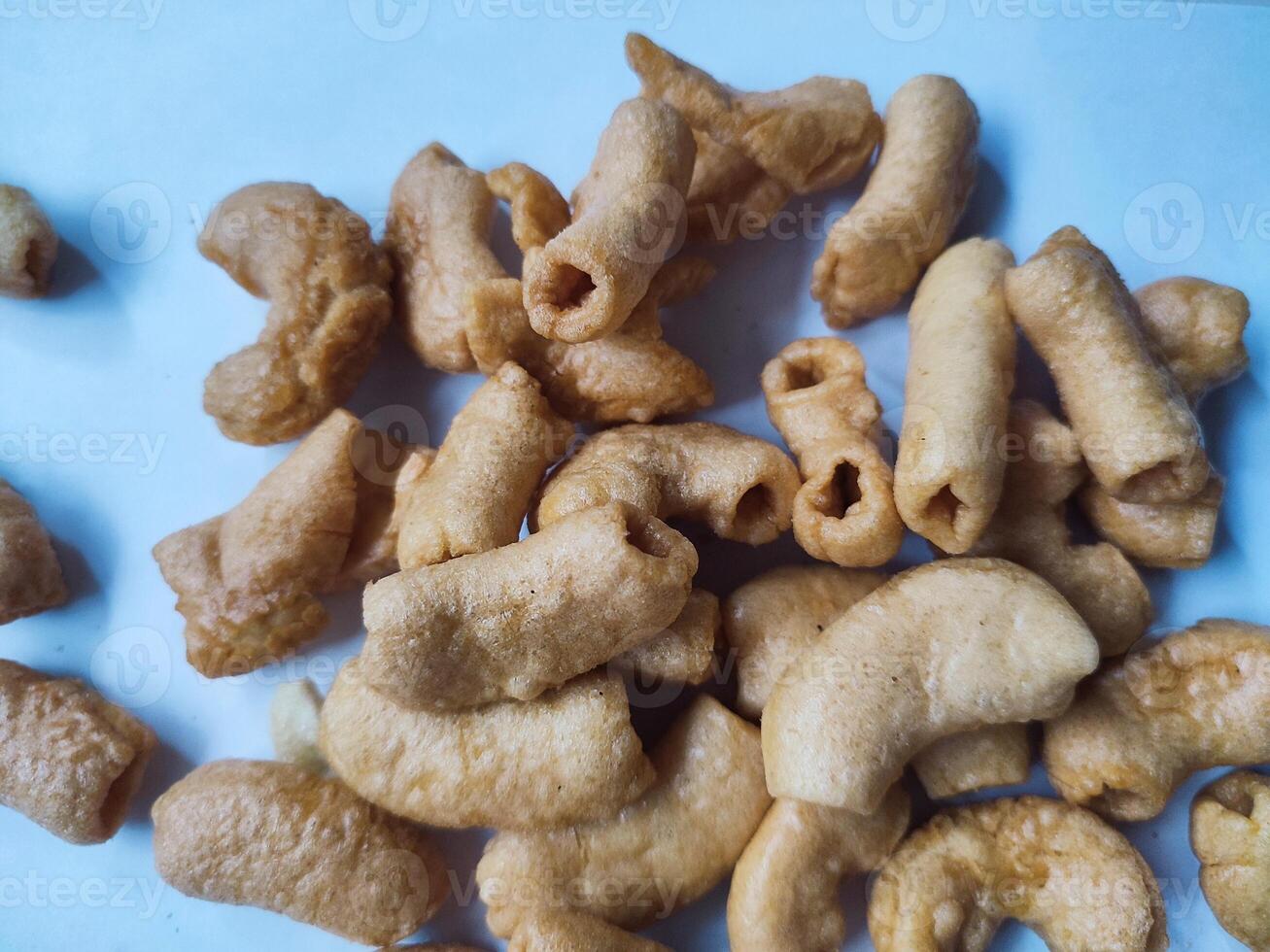 fried macaroni on a white background photo
