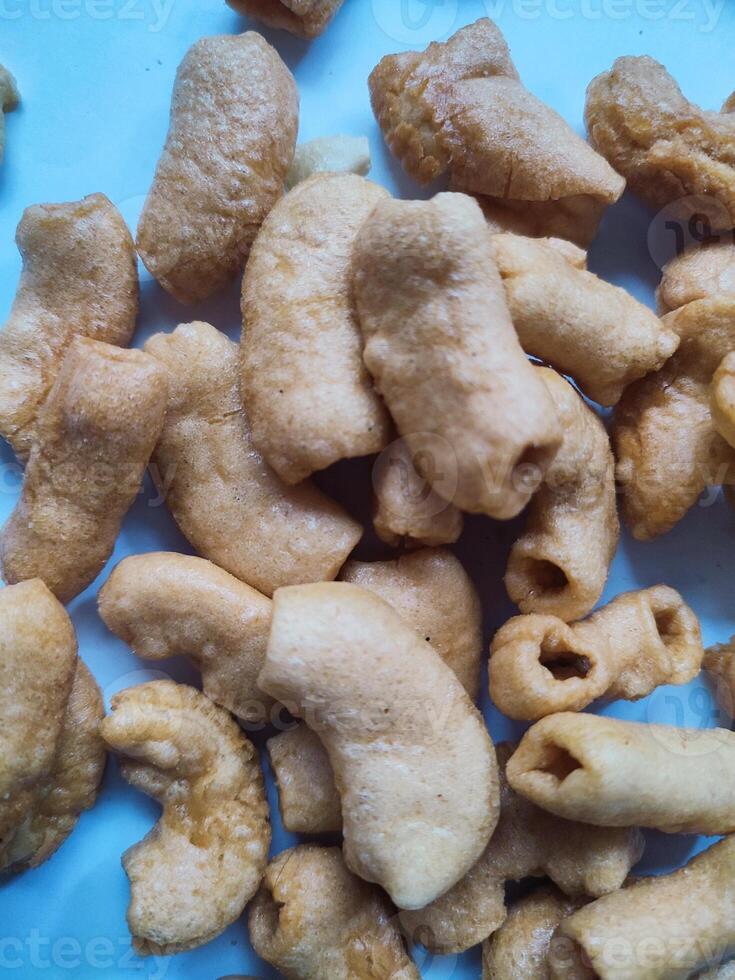 fried macaroni on a white background photo