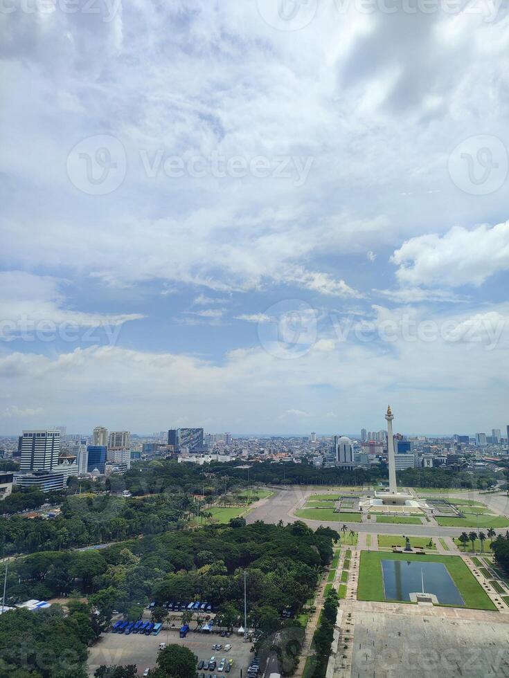 view of buildings and traffic in the Indonesian city of Jakarta photo