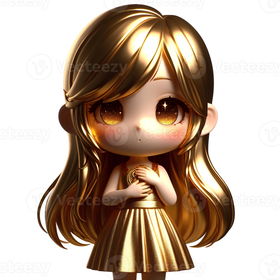 AI generated Golden Doll Png