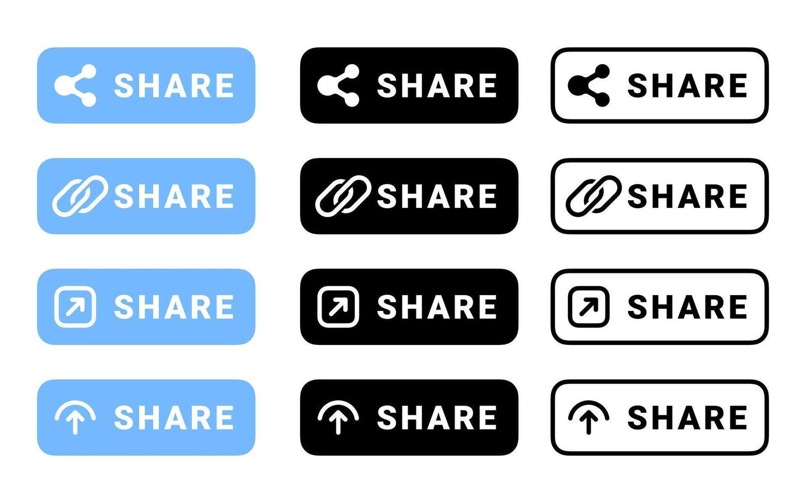 Share buttons set. Vector icons