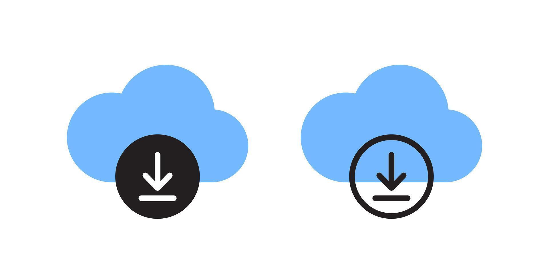 Uploading files to cloud storage. Vector icons