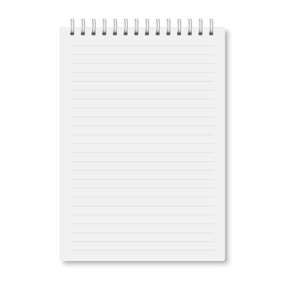 White realistic a5 notebook closed with shadows vector