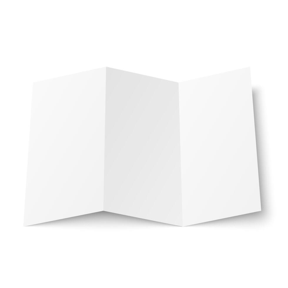 Vector blank white trifold leaflet opened