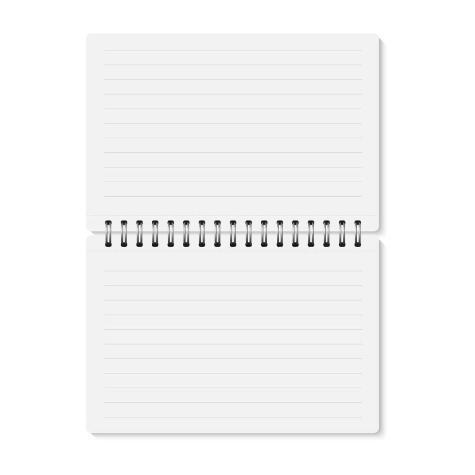 white realistic opened spiral bound notebook. vector