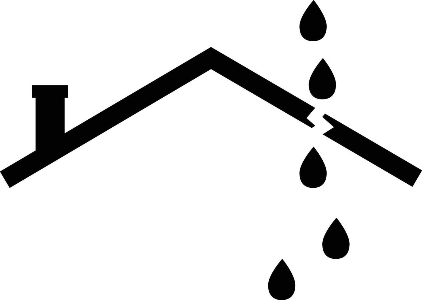leak roof icon. leaking roof house sign. ceiling leak symbol. flat style. vector