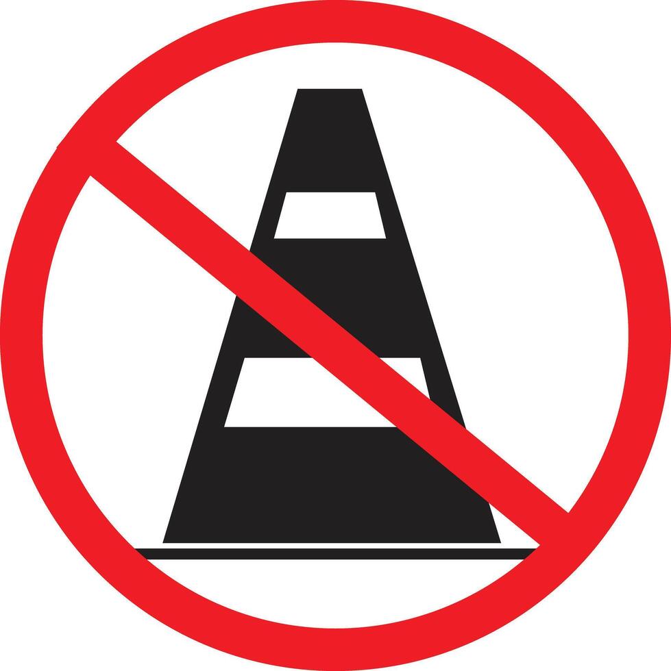Forbidden road cone icon. Traffic cone sign. Road cone symbol. flat style. vector