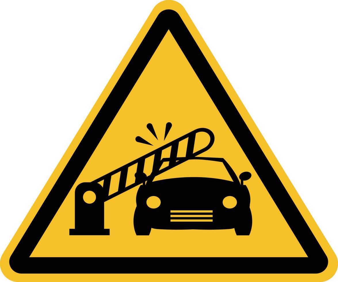 Car barrier warning icon. Beware, barrier closes automatically sign. Automatic barriers or boom are closing symbol. flat style. vector