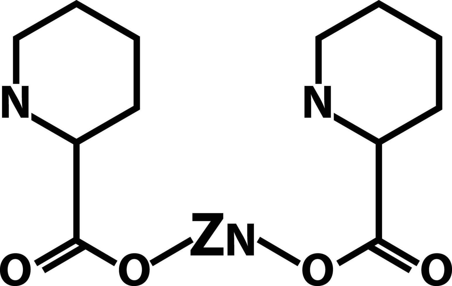 zinc picolinato molecular químico fórmula icono. zinc infografia signo. químico estructura de zinc picolinato símbolo. plano estilo. vector