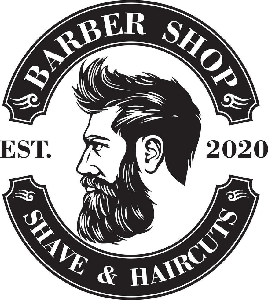 Barber Shop Symbol. Shave and Haircuts. Vector Illustration.