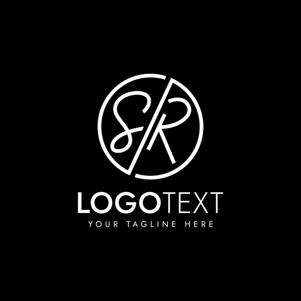 SR initial letter monogram black logo vector