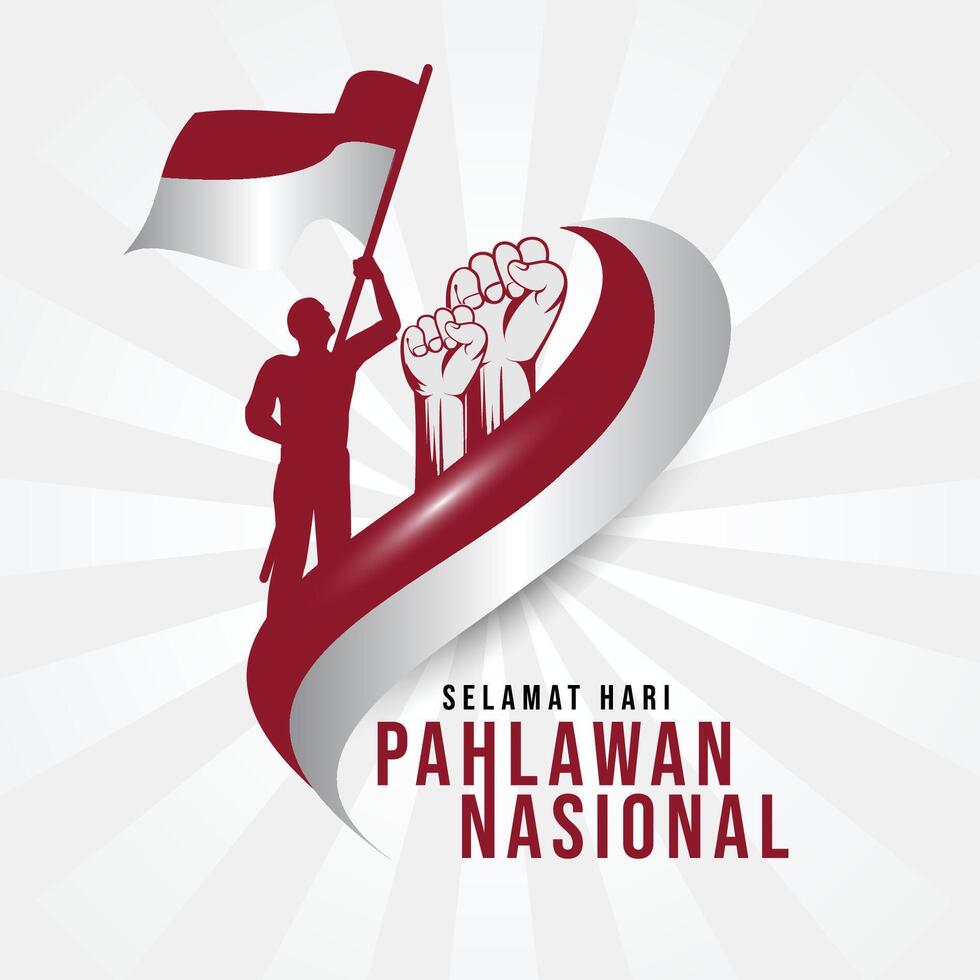 Greeting card of happy heroes day hari pahlawan indonesia vector
