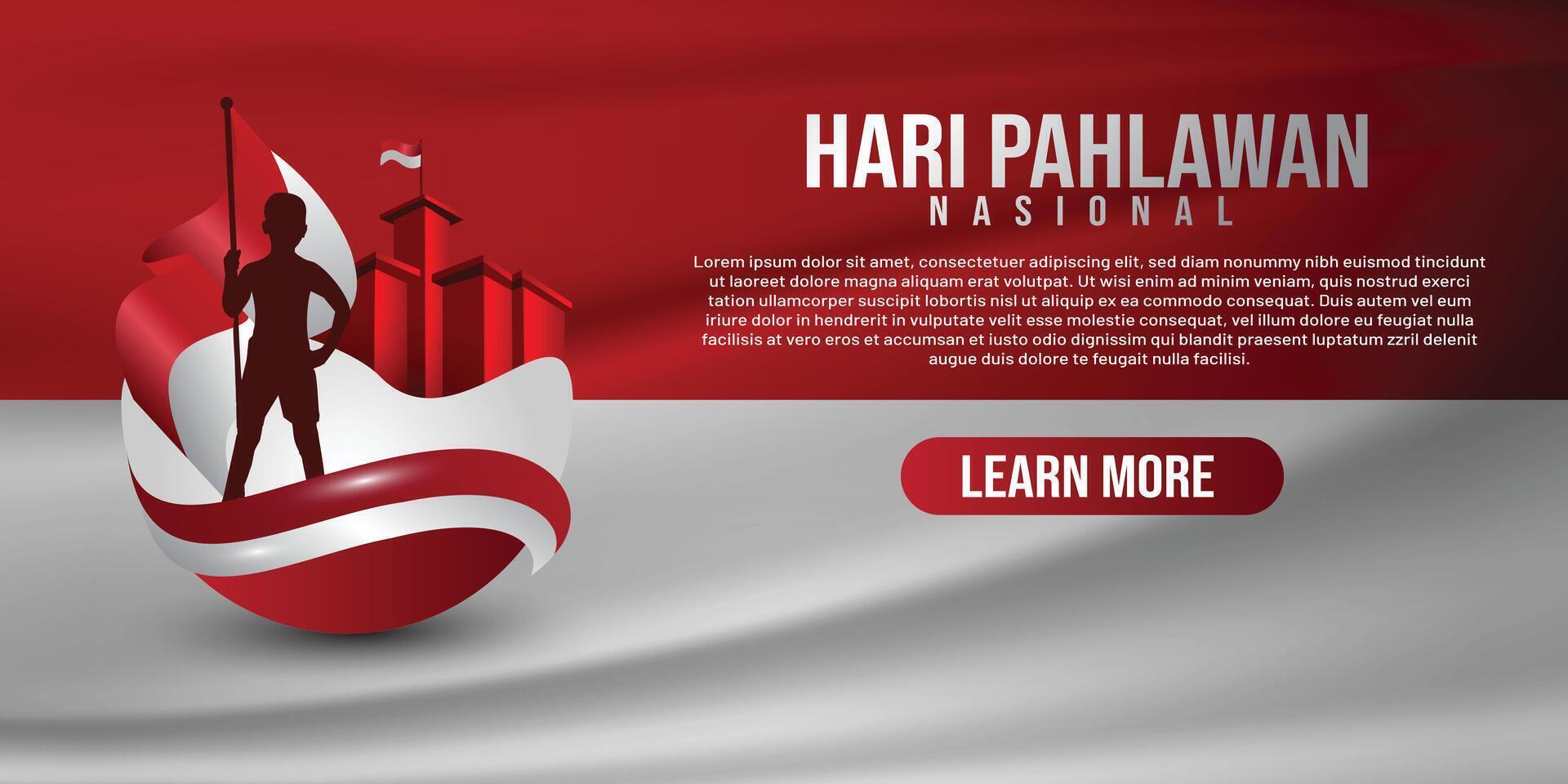Greeting card of happy heroes day hari pahlawan indonesia vector