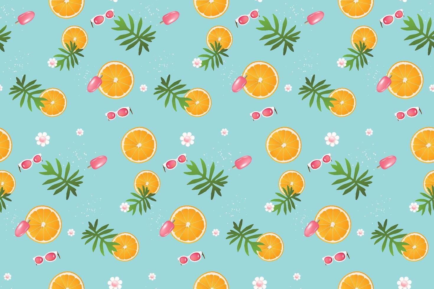 Summer seamless pattern with summer tropical beach vibes vector