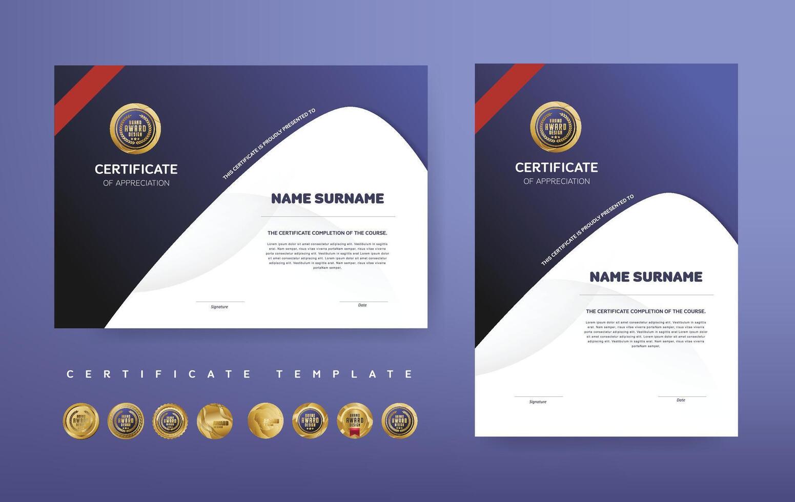 Certificate of appreciation or Award diploma template design vector